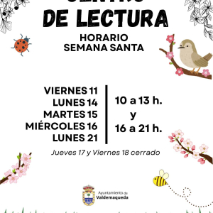 Horario de Semana Santa en el Centro de lectura